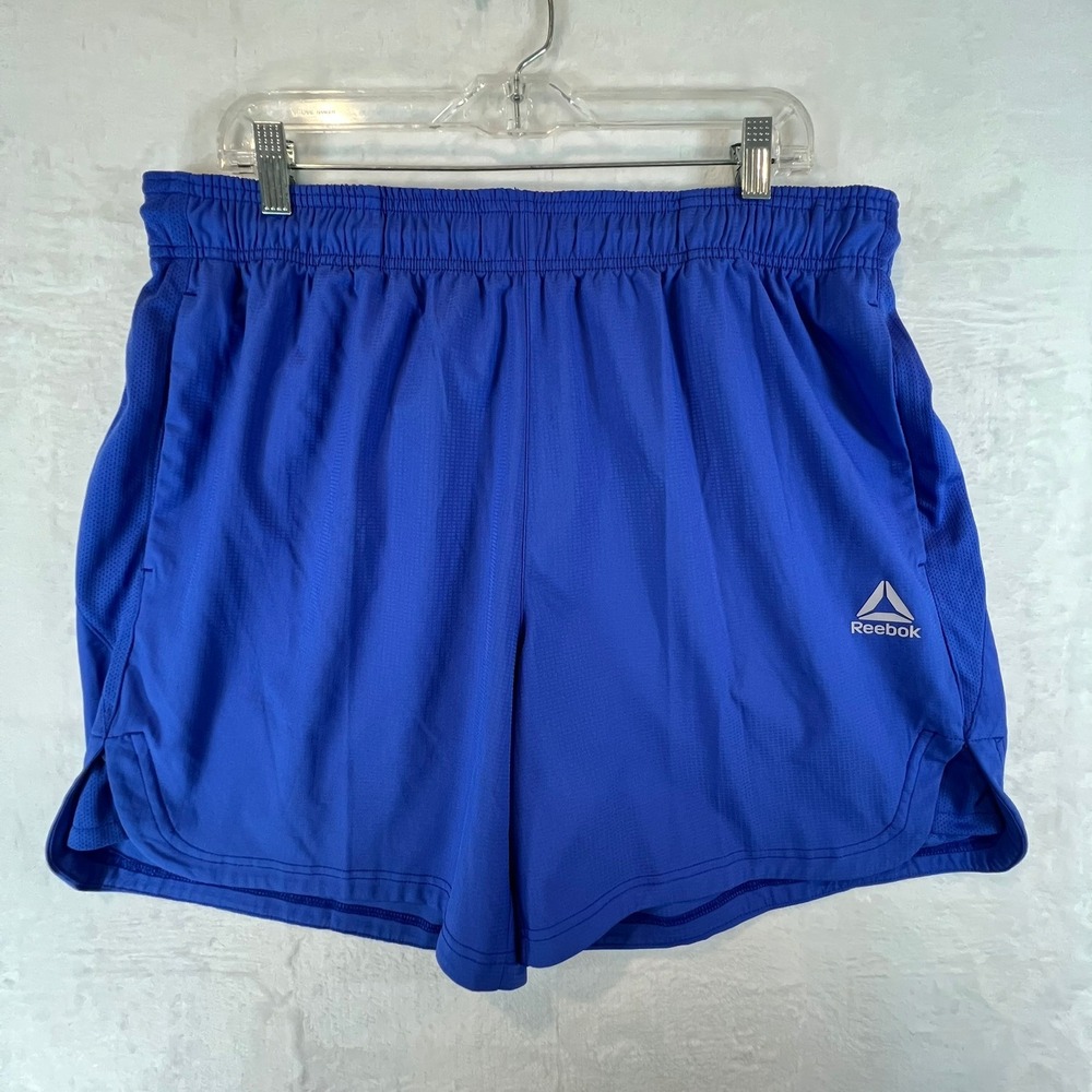 Reebok Athletic Shorts Mens XL Blue Mesh Side Panels Zipper Pocket REM22SSH35